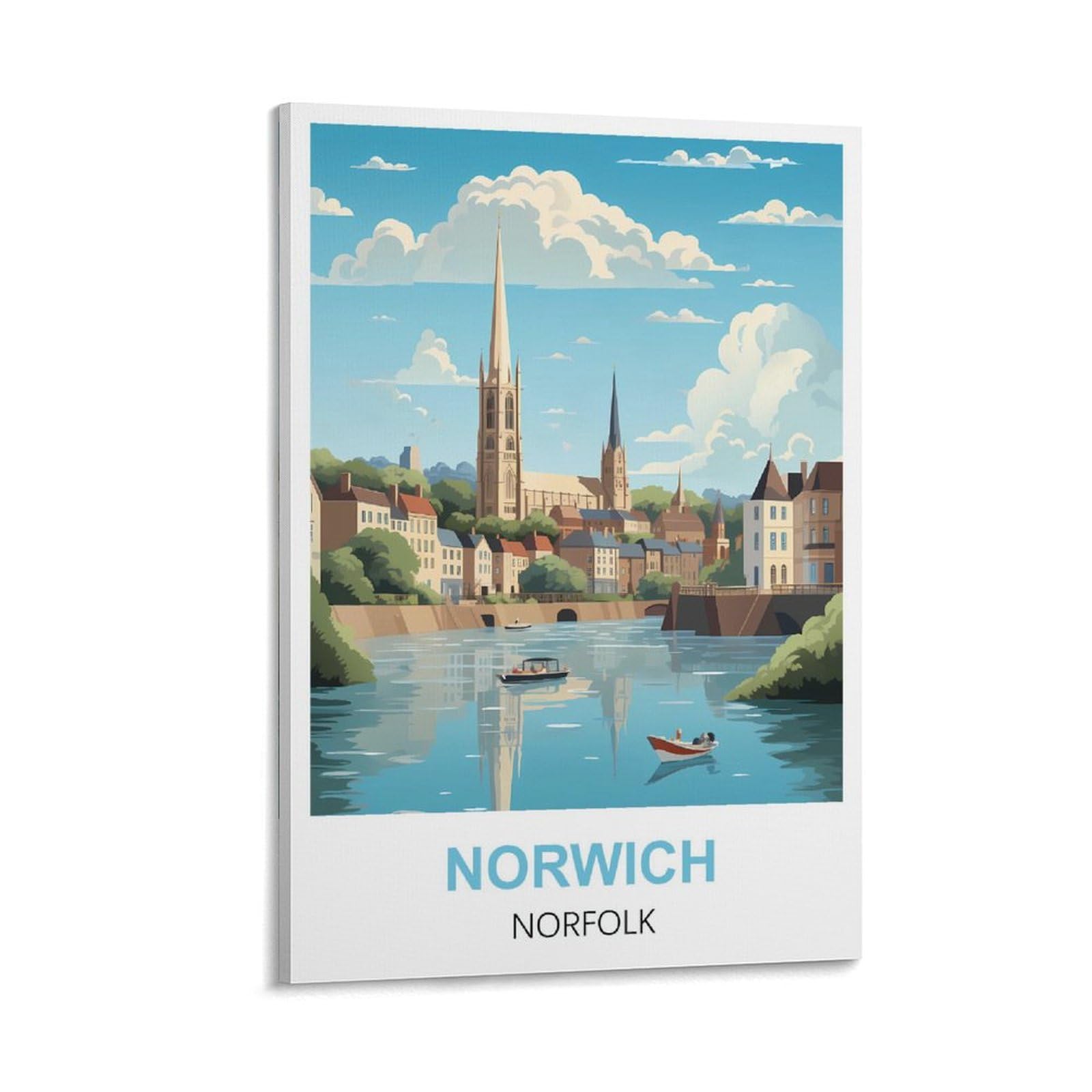 WHCHEEH Norwich Norfolk Vintage Travel Posters 08x12inch(20x30cm) Canvas Art Print Wall Art Decor Picture