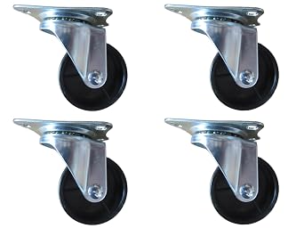 2 Inch Swivel Caster Wheels with Metal Mounting Plate, Set of 4
