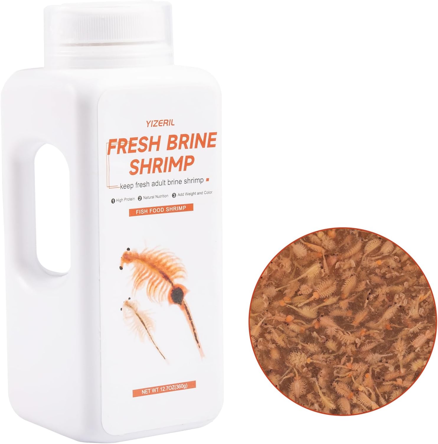 Instant Brine Shrimp Fish Food - High Protein Non-Living Adult Shrimp Liquid for Bettas, Goldfish, Cichlids - Color Enhancer (12.7oz)