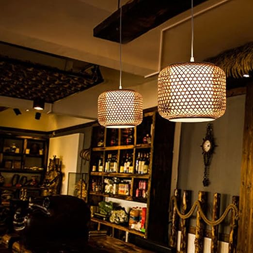 MODEBHD Japanse Stijl Bamboe Weven Lamp Handgemaakte Plafond Kroonluchter E27 Niet-vervormde Bamboe Lampenkap Keuken Boerderij Villa Slaapkamer Gang Lantaarn photo 2