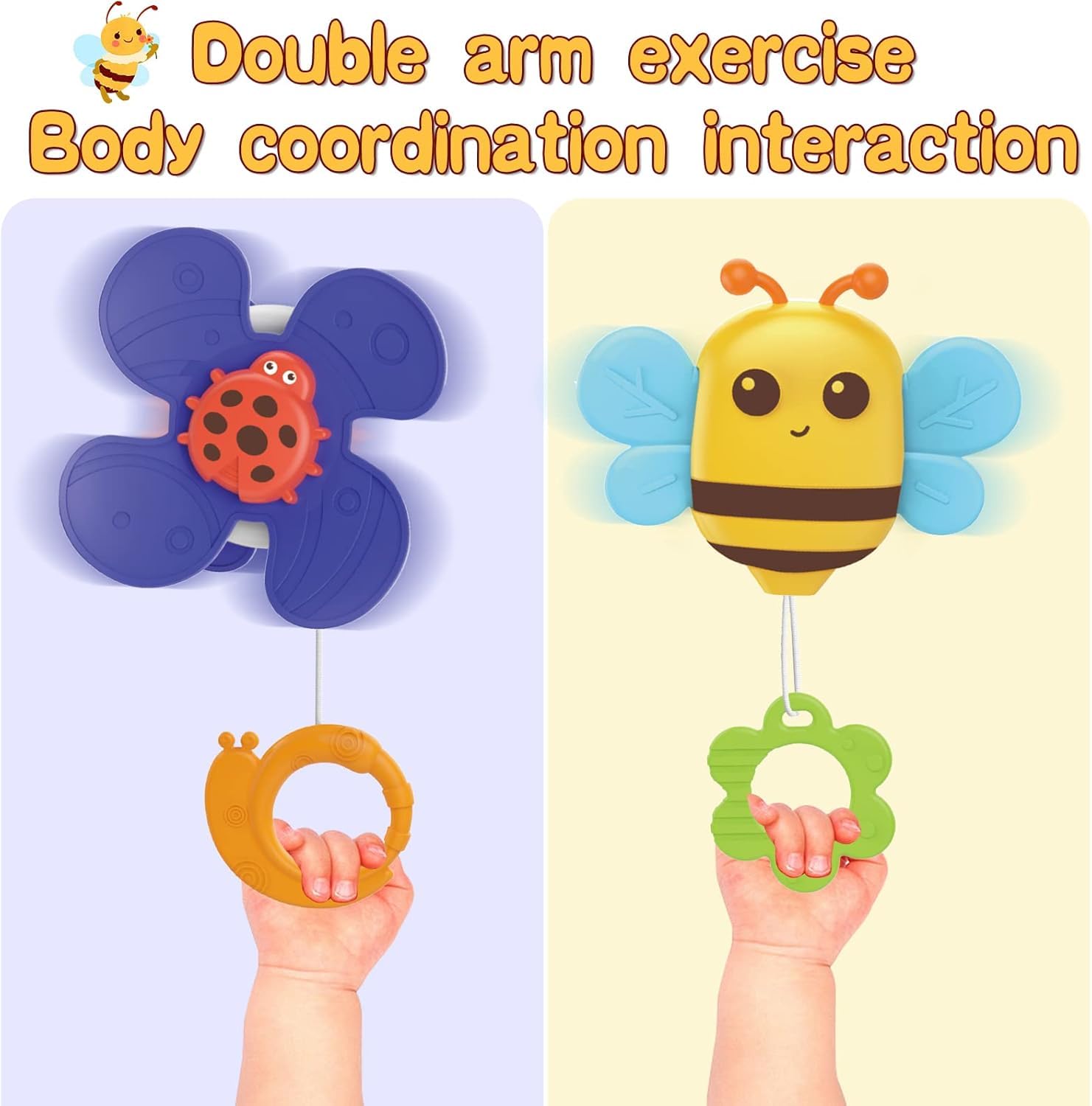 Arche D'activités Articulée pour Bébés et Tout-Petits,Jouets de Landau,Arche de Poussette,Arche d'Éveil pour Poussette avec Moulin à Vent,Hochet, Jouets Ajustables, pour transats