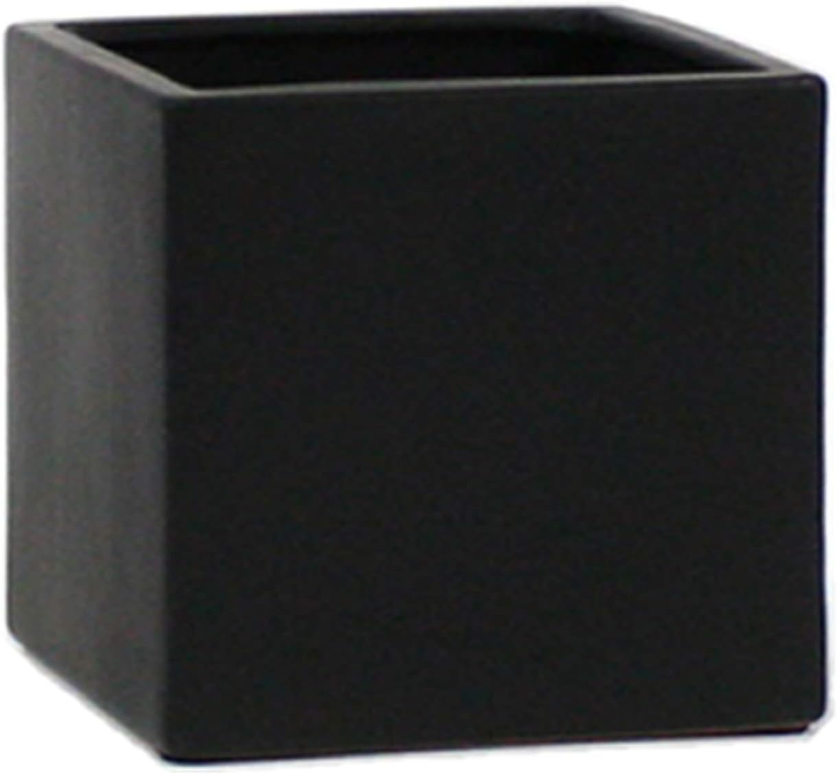 WGV Ceramic Cube Vase Width 6.5" Height 6" (Fits 6" Pot) Elegant Modern Block Square Floral Planter Terrarium Container Table Dresser for Event Accent Home Office Decor Black 1 Piece