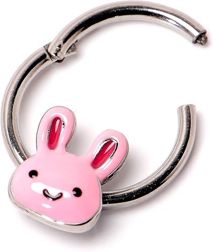 Vista 5 de Body Candy Anillo de segmento con bisagras de acero 16G, sin costuras, para pezón, aro de nariz de conejo, 38 pulgadas, Acero inoxidable, Sin gemas.