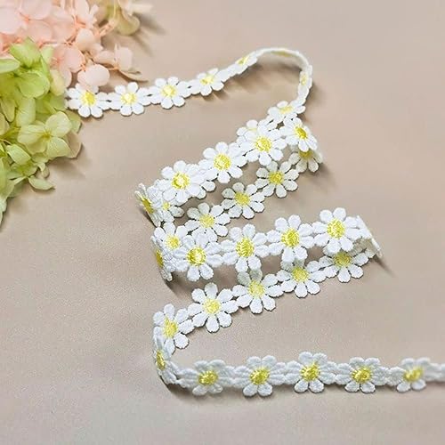 Miniatura 4 de Margarita Sun Flower Decorating Flower Lace Bordado Trim Ribbons para coser o decoración artesanal (D)