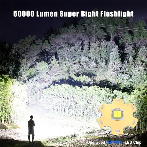 Image of Goreit Super Bright LED Flashlight - 30W Output for 50000 Lumens & 3937ft Beam, USB-C Rechargeable with 12H Runtime, IP67 Waterproof Powerful Handheld Linternas for Home, Camping, Hiking, Emergency