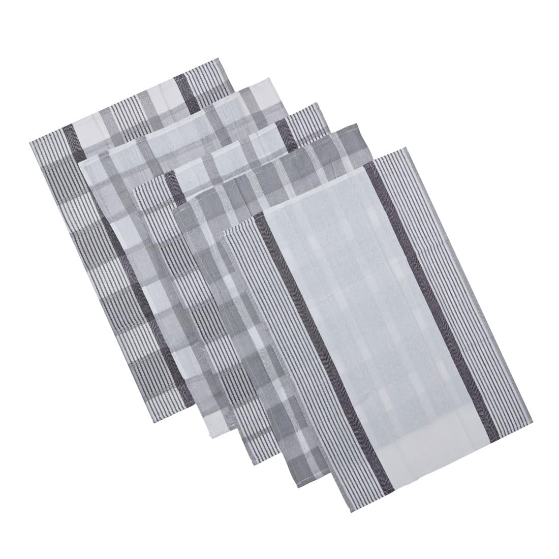 Charlotte Andersen Grey Cotton Rich Soft Kitchen Tea Towels Dish Cloths 5 Pack Quick Dry, Ultra Absorbent And Machine Washable 78Cm X 44Cm (Grey)