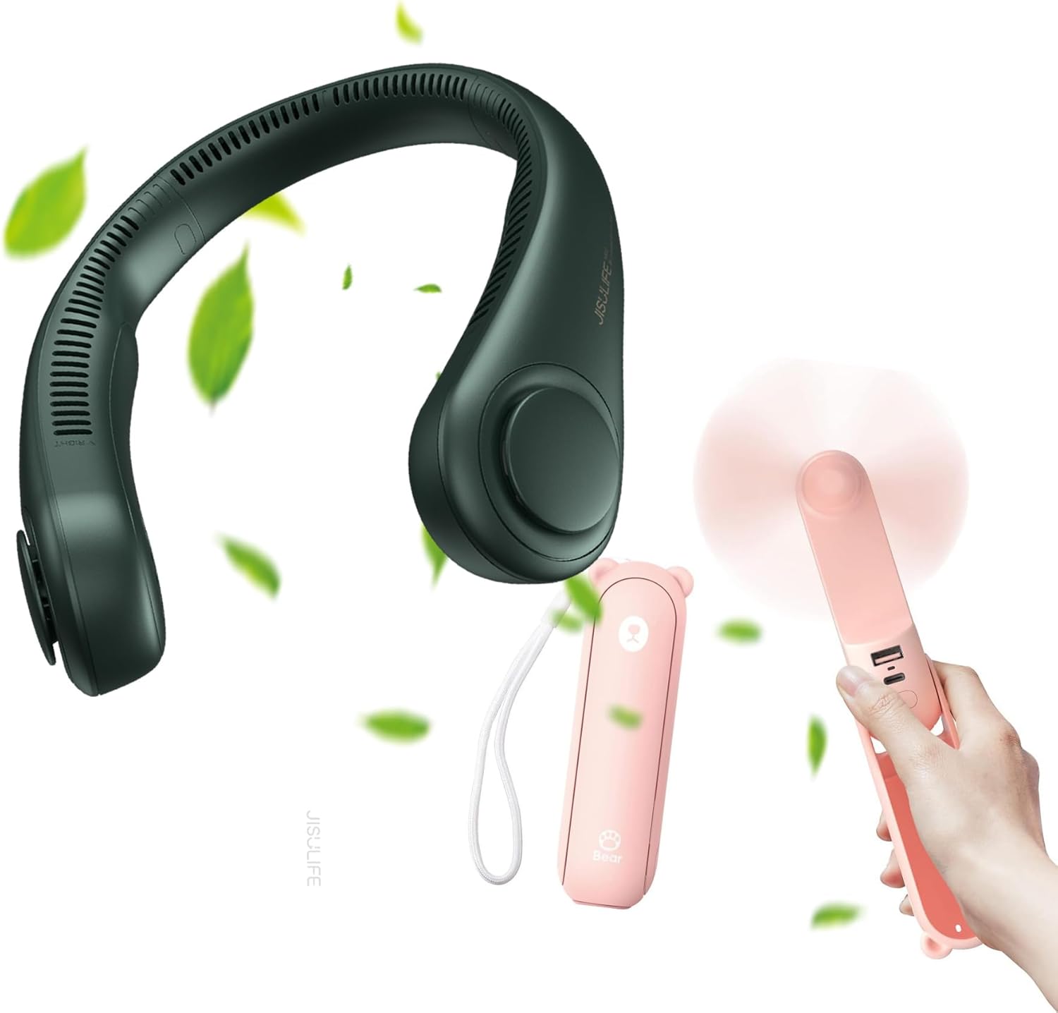 JISULIFE Handheld Mini Fan, 3 IN 1 Hand Fan [12-19 Working Hours] Neck Fan 4000 mAh