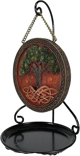Miniatura 6 de Ebros Gift Nature Spirit - Árbol de la vida celta verde Yggdrasil con raíces sagradas de nudo medallón redondo reflujo soporte de cono de incienso