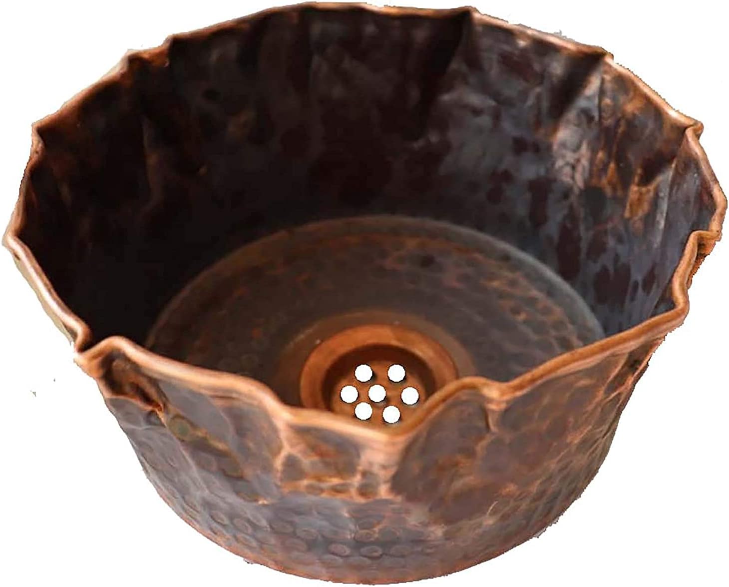 SMALL Rustic Vessel Copper Sea Shell Bath Bar Prep Sink Bathroom Wash Basin