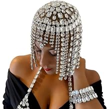 STONEFANS Vintage 1920s Rhinestone Headpiece Cap for Women Crystal Flapper Head Chain Hairpieces Gatsby Hair Accessories