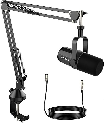 Miniatura 11 de FDUCE SL40 - Micrófono dinámico USB/XLR para podcast, juegos, transmisión en vivo y grabación, con salida de auriculares incorporada, botón