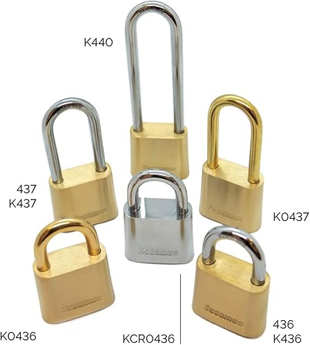 Miniatura 2 de Sesamee K440 - Candado de latón con combinación de 4 esferas, reiniciable, con grillete de acero endurecido de 4 pulgadas y 10,000 combinaciones