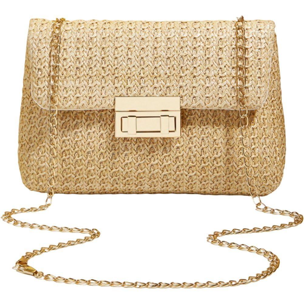 Casiler Handmade Rattan Woven Bag, Summer Crossbody Purse for Women Beach Leisure Daily Casual Outfit
