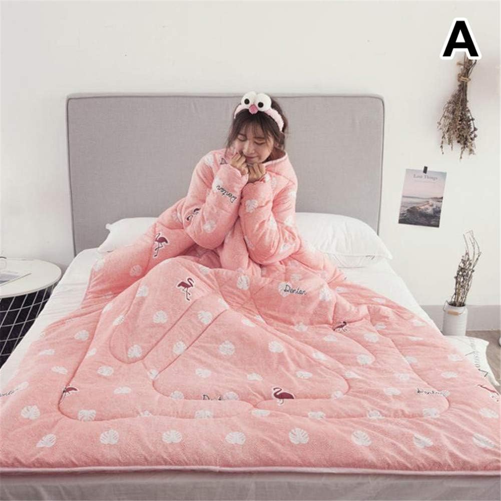 Klinkamz 1 Pcs Lazy Quilt With Sleeves Warm Thicken Blanket Multifunction For Home Winter Nap (A)