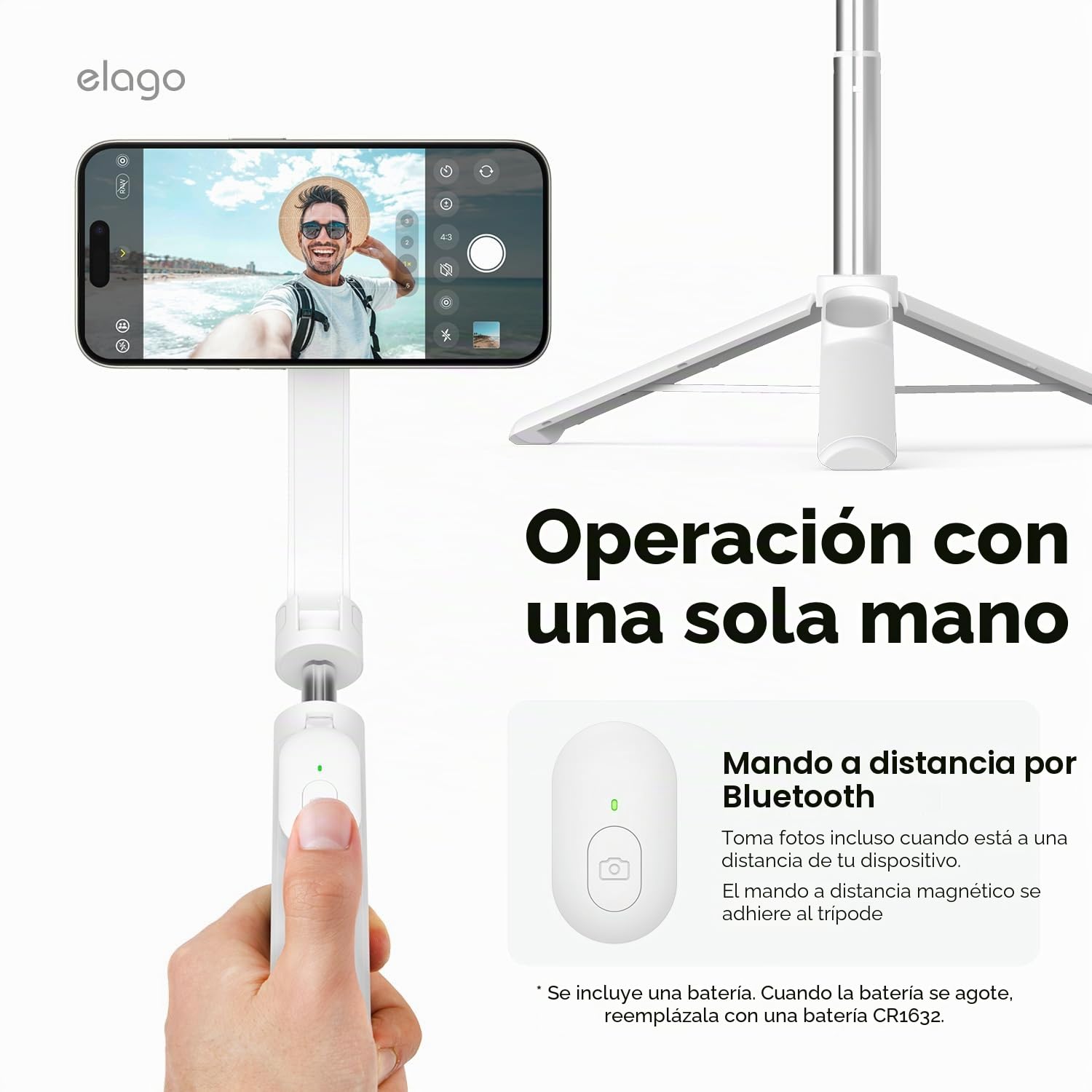 elago Trípode Palo Selfie Compatible con MagSafe para iPhone y Galaxy