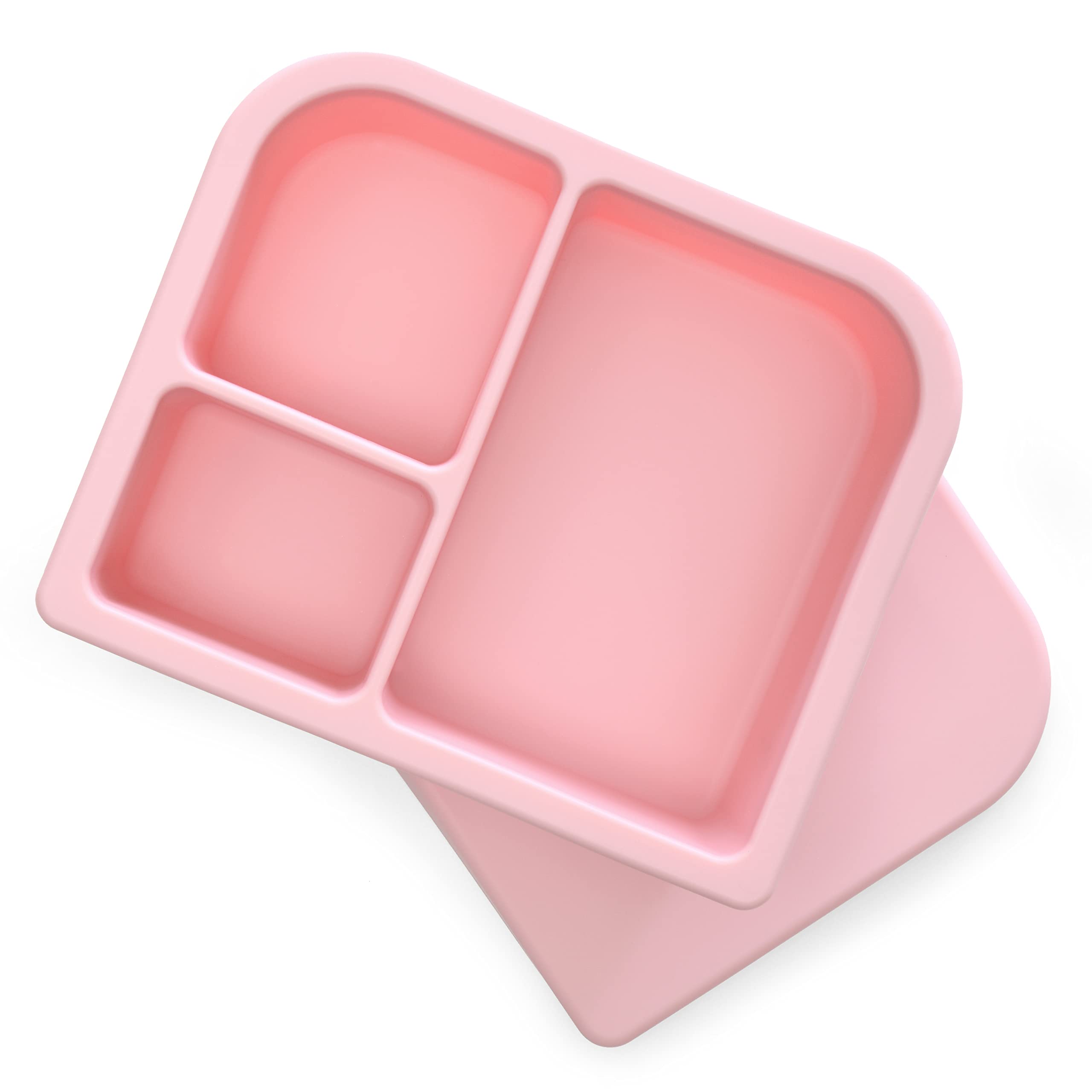 Silikon Bento Box Für Kinder – 3-teilig, 18 Unzen, Auslaufsicher, Spülmaschinenfest, Rosa
