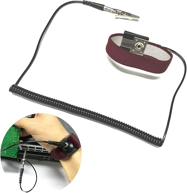 Anti Static Wrist Strap Adjustable Coiled Cord Grounding ESD Anti Static Wristband Components-Prevent Build Up of Static Electricity