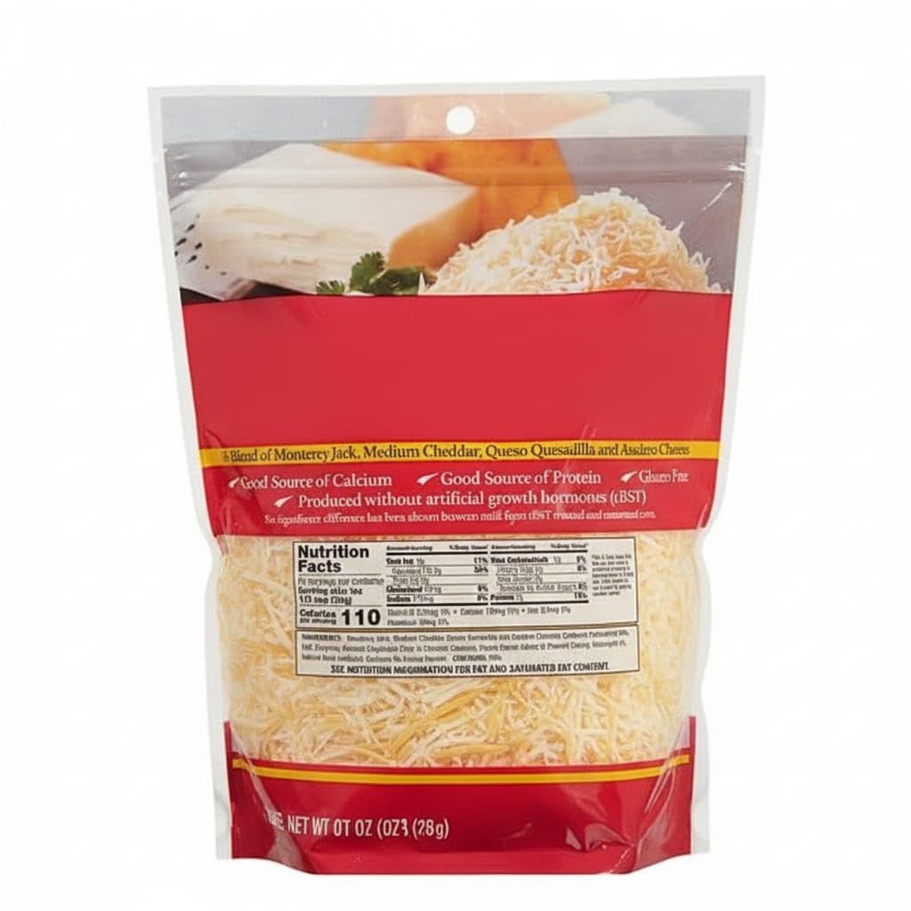 Mexican Style Four Cheese Blend, Shredded | Monterey Jack, Medium Cheddar, Queso Quesadilla, Asadero | 2.5 lbs, 2-Pack