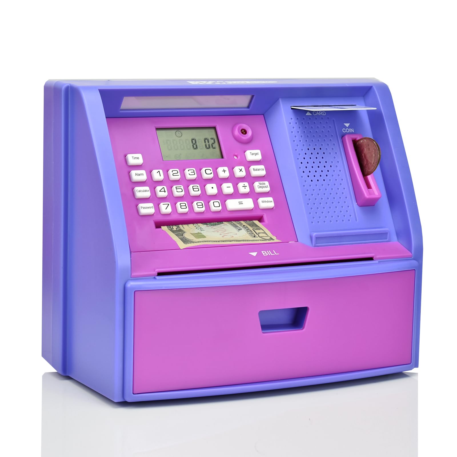 ATMBnk ATM Piggy Bank for Kids, Electronic Money Bank with Coin Counter, Card & Password, Mini ATM Machine Birthday Gift for Boys and Girls – Fun