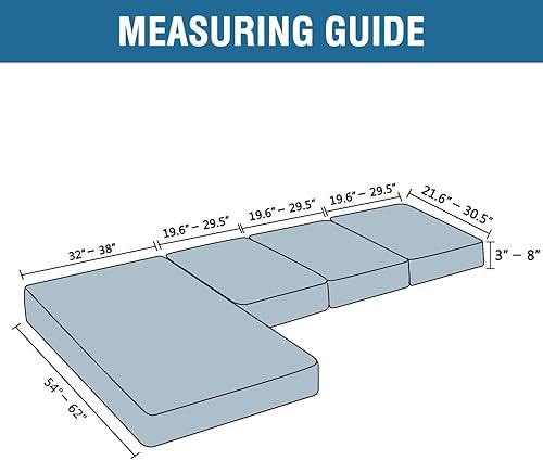 Miniatura 3 de H.VERSAILTEX Fundas para Sofá Seccional de 4 Piezas, Fundas de Cojines de Asiento para Sofá en Forma de L, Fundas de Cojín Separadas para Chaise de