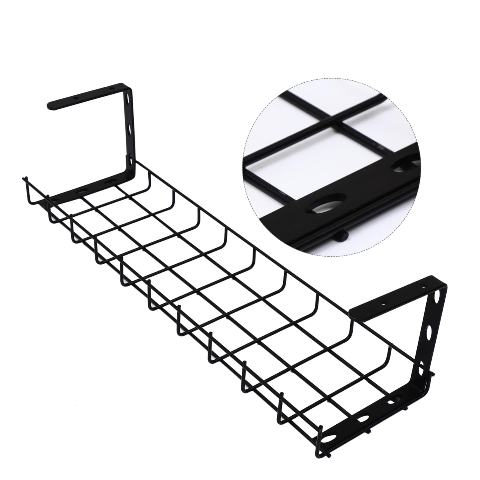 Tofficu 1 pièce Support de Gestion des Câbles Fer sous Bureau Rack de Rangement pour Câbles Noir pour Bureau et Maison pour Études et Salons