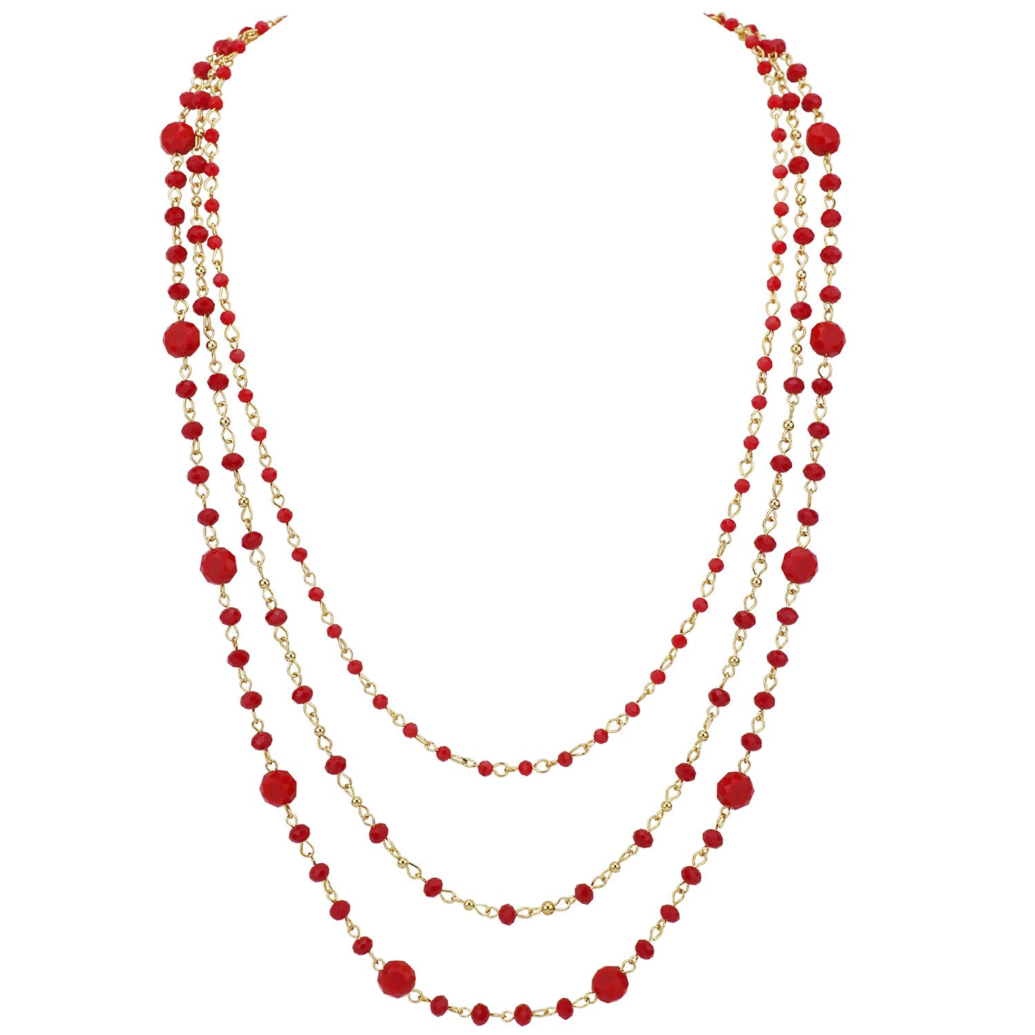 Long Chain Multi Layer Fashion Glass Beads Handmade Necklace for Women