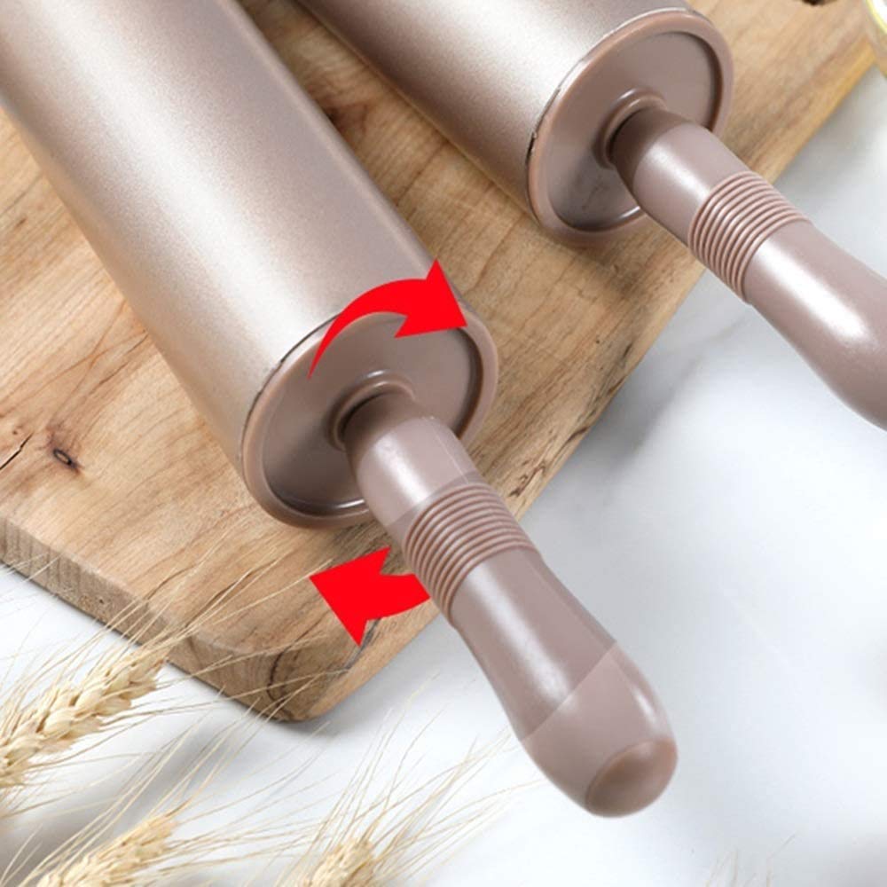 Pin rotolante per la Cottura di Pasta Pizza, Torta e Biscotti - Utensili da Cucina Essential Utensili Idee Regalo per panettieri, 18,7" (Color : Gold)
