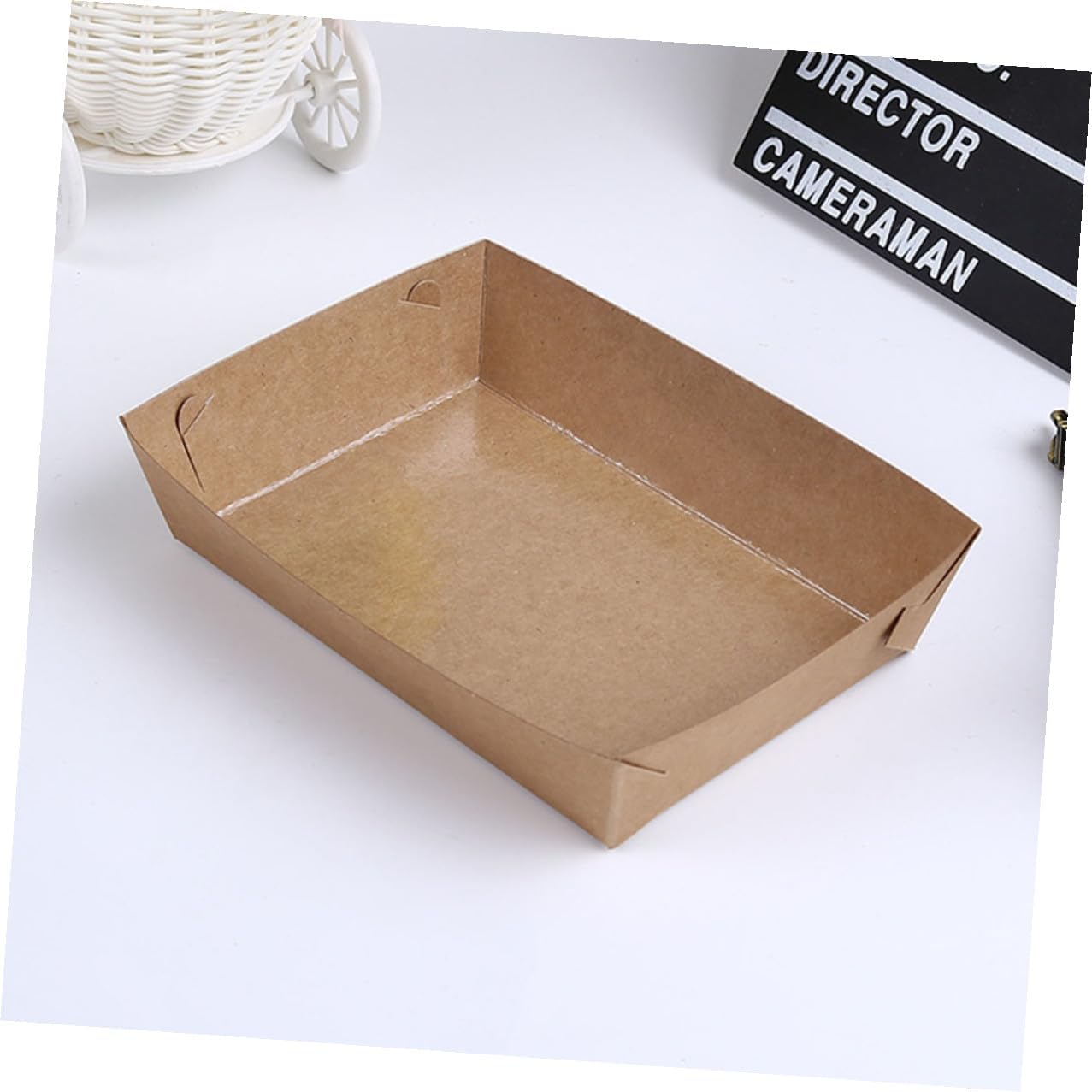 Homoyoyo 100pcs Oil-proof Kraft Paper Food Packing Boxes for Fried Snacks and Takeout, Disposable Grease-resistant Food Storage Containers for Fries, Chicken, and Hot Dogs