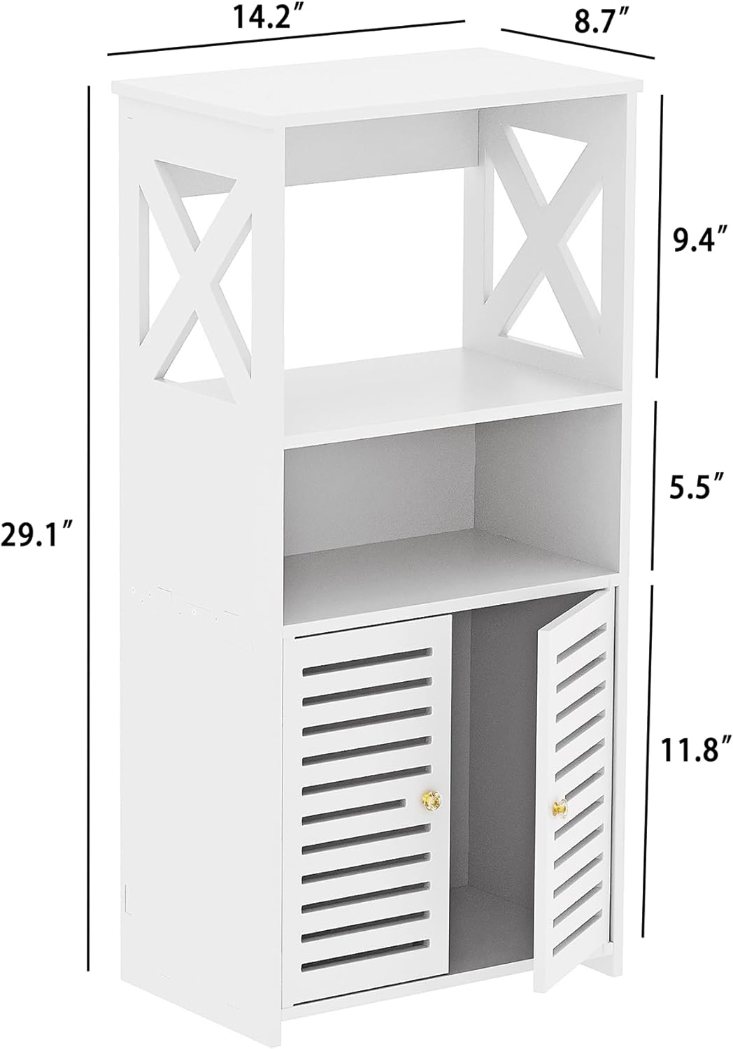 BYFU Bathroom Storage Cabinet, 4-Tier White Small Floor Cabinet Freestanding Organizer with Door and Shelf for Living Room Hallway Kitchen Small Space