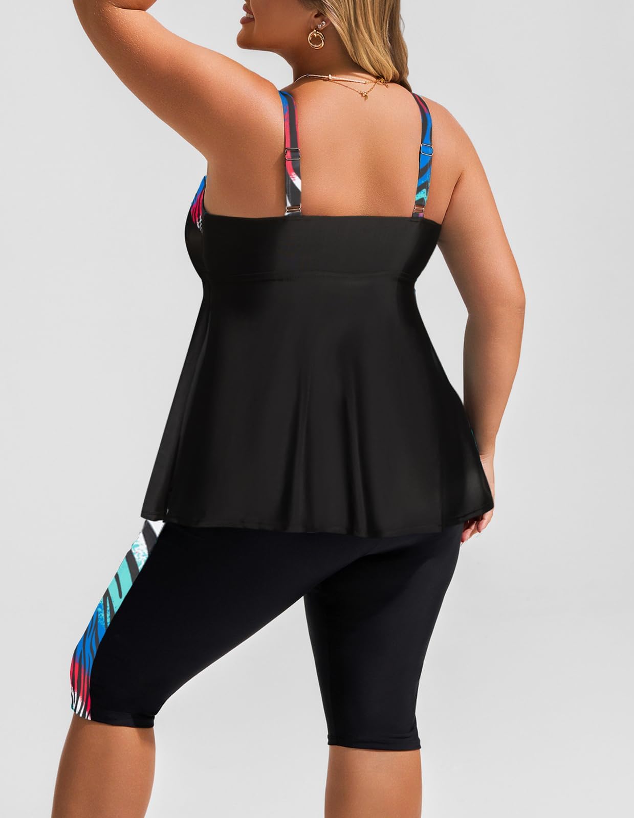 Hanna Nikole Tankini taille haute pour femme - Maillot de bain deux pièces - Haut de loisirs avec short de bain