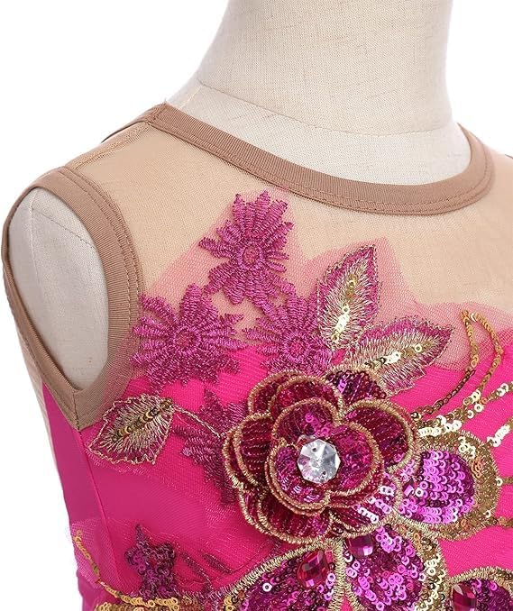 Figure Skating Dresses Mesh Tulle Winter Sports Performance Clothing Girls' Sequin Ice Skating Competition Dress