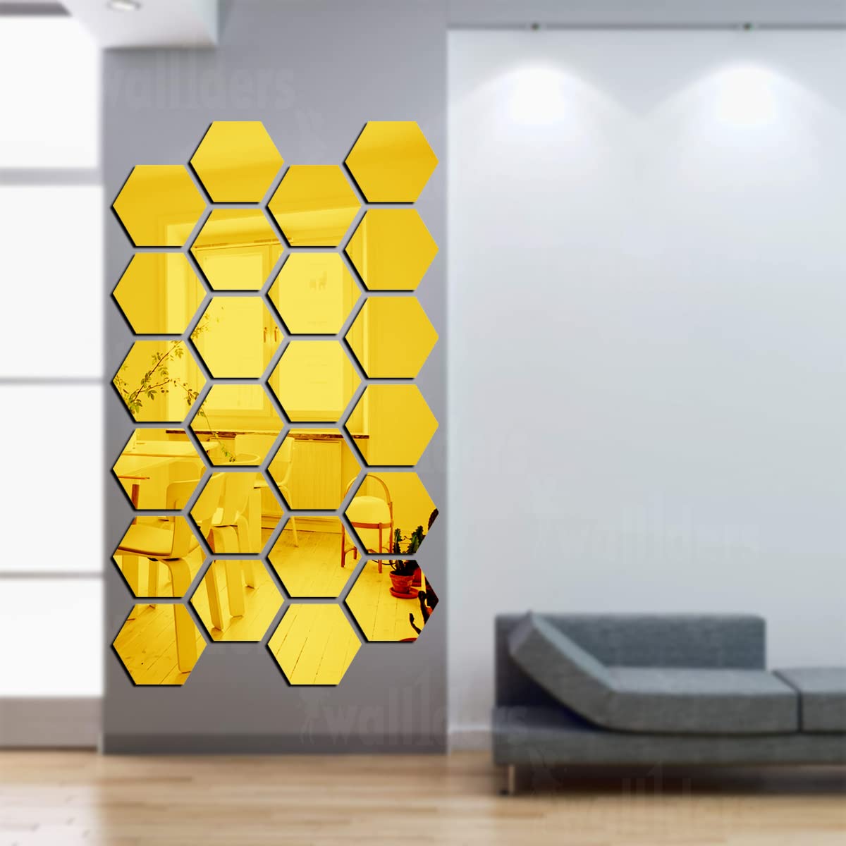 Wall1ders Big 24 Hexagon Golden (Each Hexagon Size 17.3 cm x 15.2 cm ) Hexagon mirror wall stickers, acrylic mirror wall decor sticker, mirror stickers for wall, hexagonal mirror wall sticker for hall room, living room, bed room, kitchen, Home & Offi (B0B2LVF16P) Amazon Price History, Amazon Price Tracker