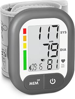 BENECEN Automatic Wrist Blood Pressure Monitor Adjustable Cuff Large LCD 199 Memory Batteries Case Included