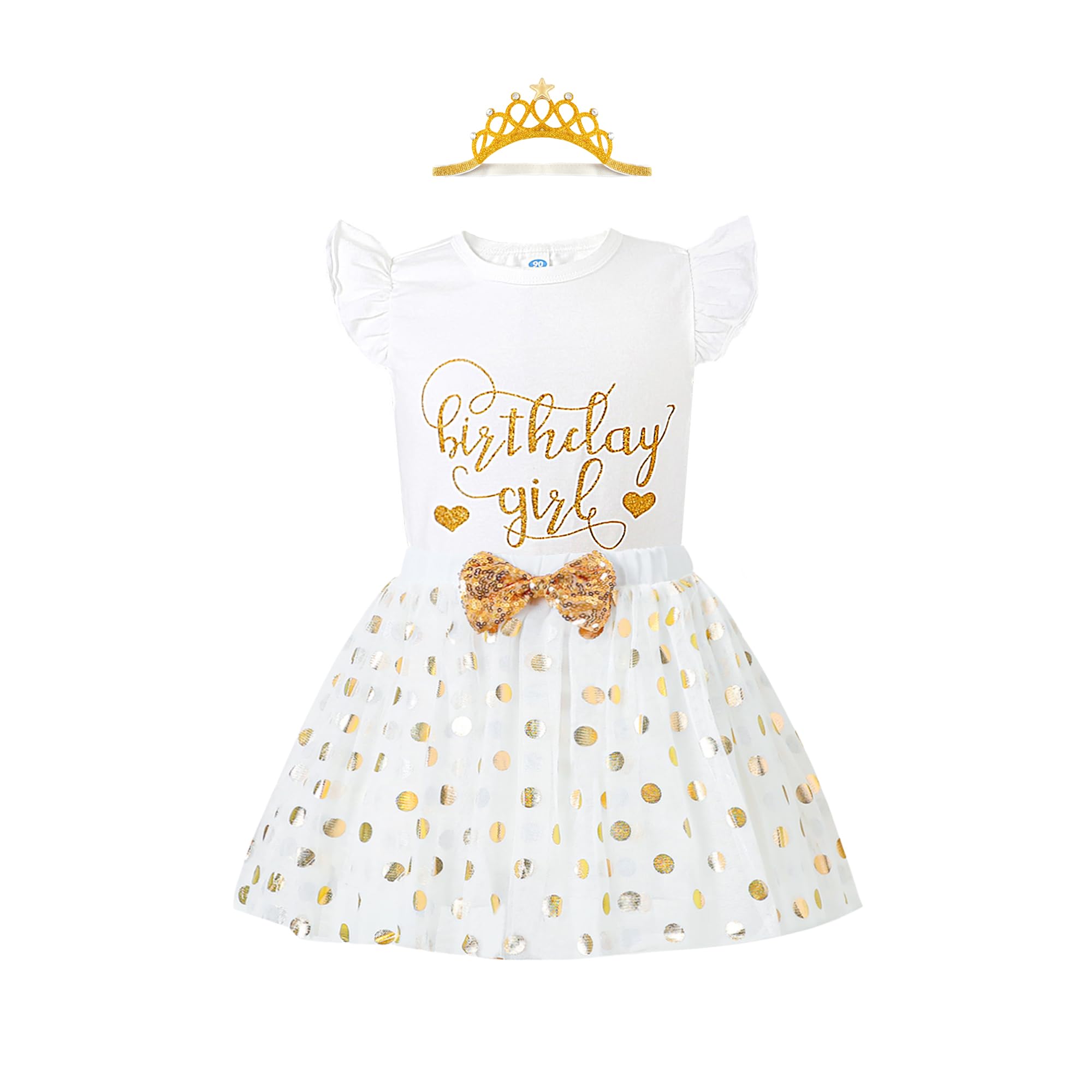 LYSMuch Girls Birthday Outfit Birthday Girls Shirt Princess Tutu Tulle Skirt Headband