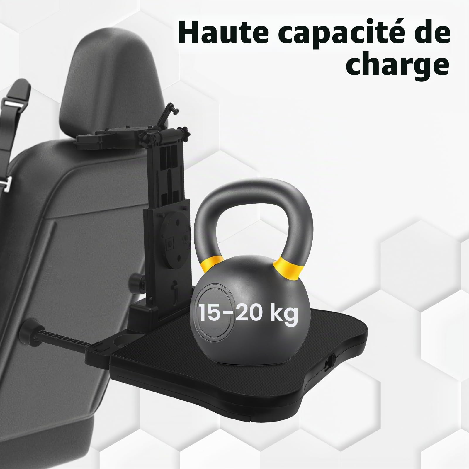 Table De SièGe ArrièRe De Voiture Portable avec Porte-Gobelet, Support De TéLéPhone Portable, Table Pliante RéGlable en Hauteur avec Tapis AntidéRapant pour Voyager, Travailler, Manger