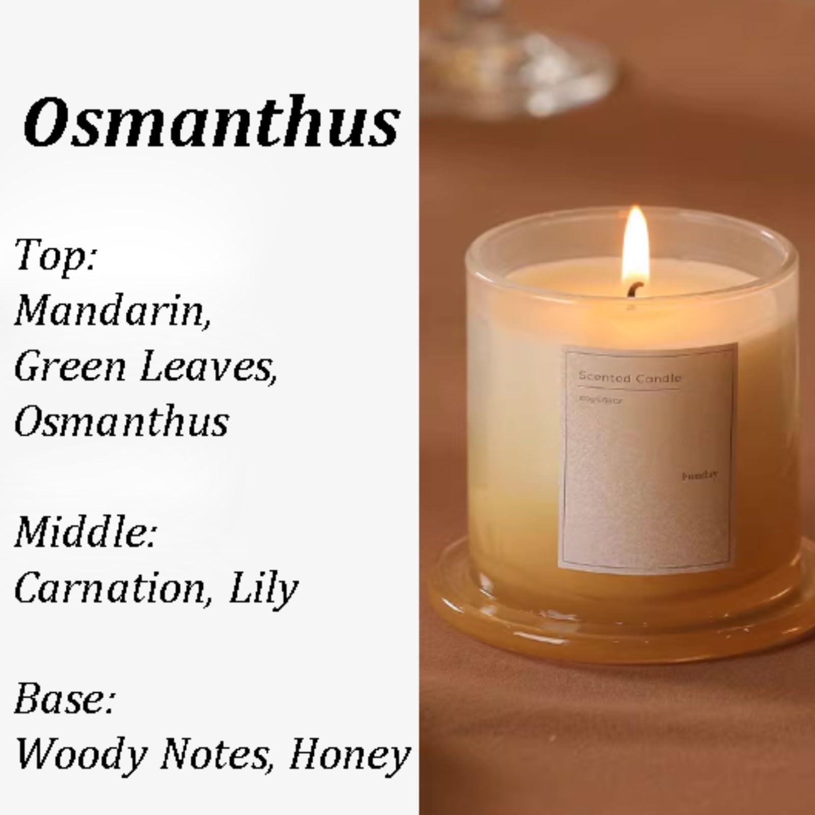Compacto Velas de vidrio Velas aromáticas reutilizables modernas for el hogar hechas con cera de soja y aceites esenciales for mujeres y hombres no es picante(Oranje)
