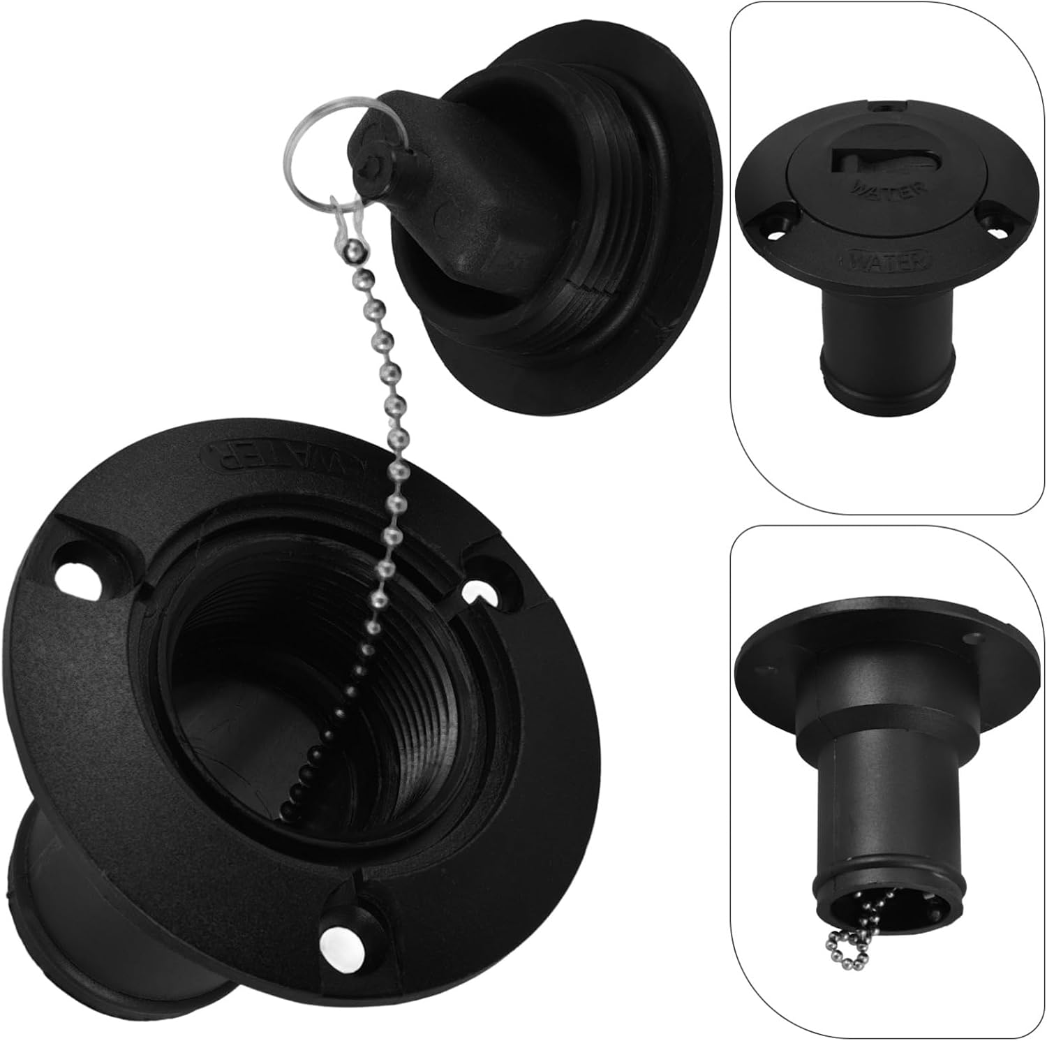 Rv Water Inlet Connector Durable Plastic Water Fill Flange for Trailer Use Fast Filling Design for Campers and Yachts