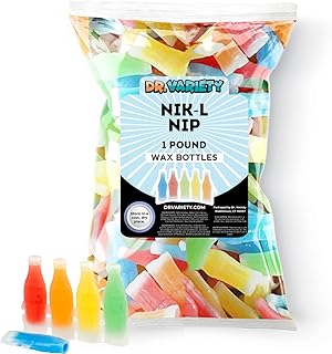 Nik L Nips Wax Bottle Candy Drinks, 1LB Bulk Candy - Nostalgic 90s Candy - Soda Bottle Nips Wax Candy - By Dr. Variety