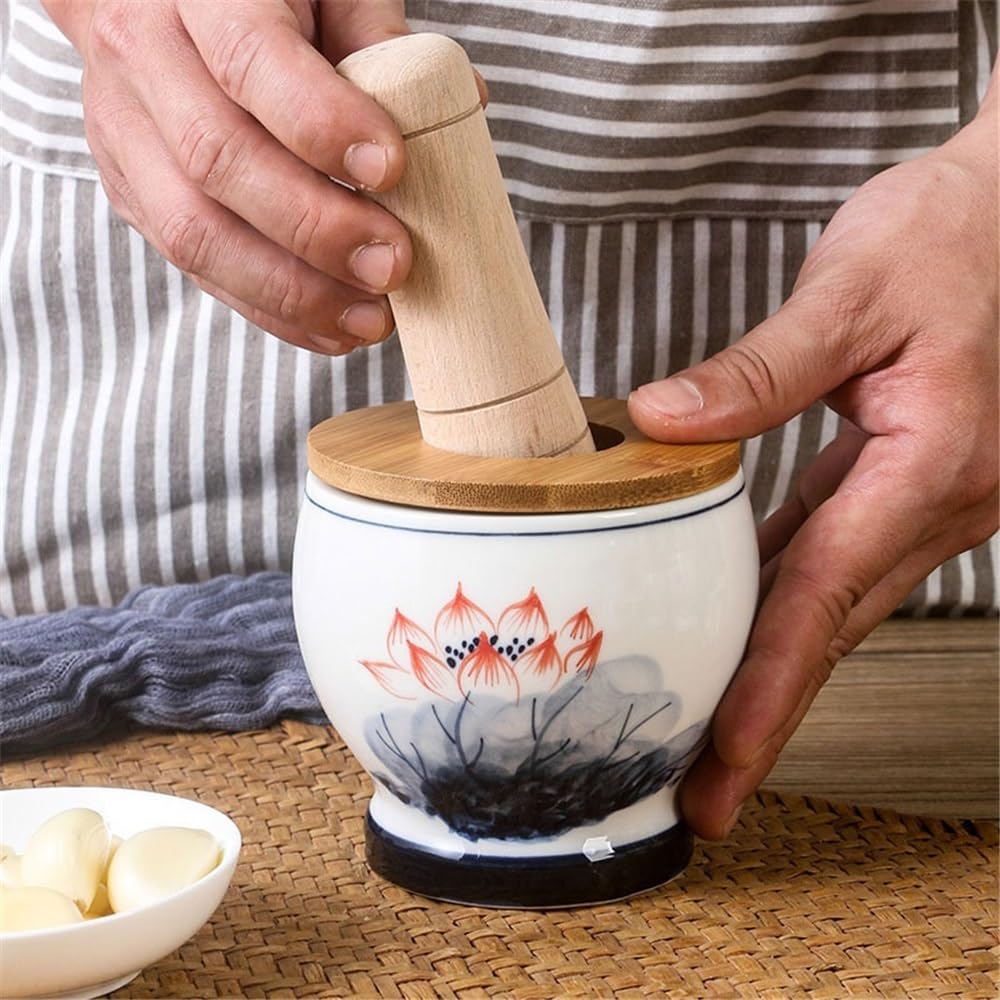 Mörser und Stößel Keramikmühle, Haushaltsmörser und Stößel, Mörser und Stößel-Set, Knoblauchmörser, Gewürzstampfer, manuelle Kräutermühle Pestal & Morter