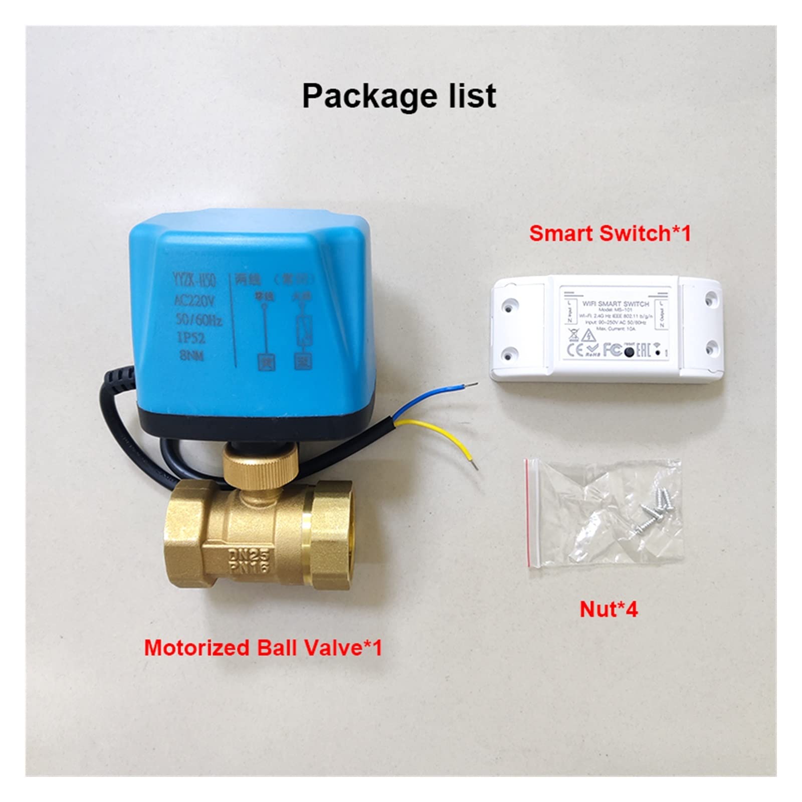 Válvulas de Bola eléctricas Wi-Fi Inteligente válvula de Bola motorizada temporización Agua Interruptor Inteligente válvula eléctrica con Vida Inteligente AC220V (Size : 3/4")