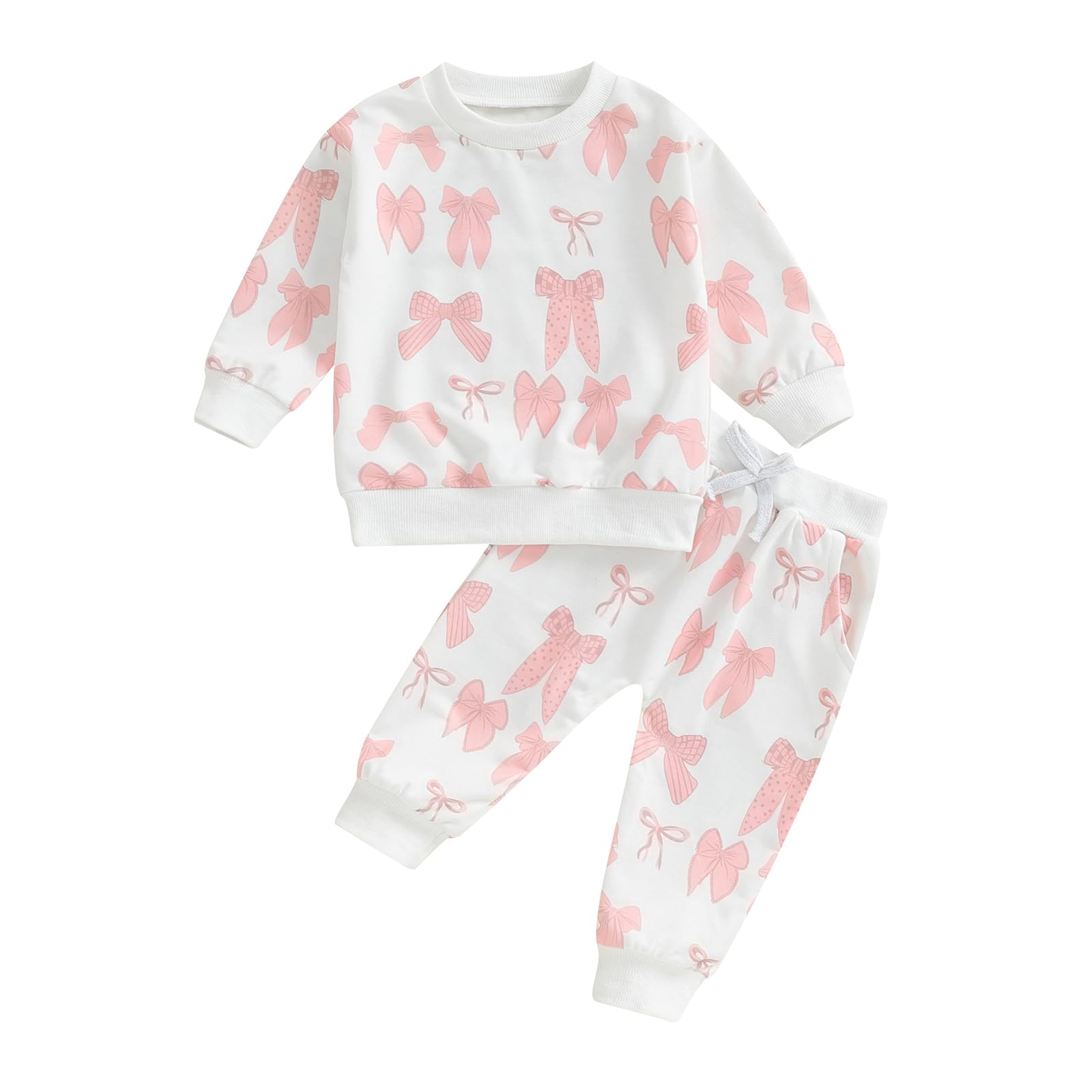 Engofs Baby Girl Clothes 3 6 9 12 18 24 Months 2T 3T Long Sleeve Sweatshirt Pants Set Toddler Fall Winter Outfits (Pink, 0-6 Months)