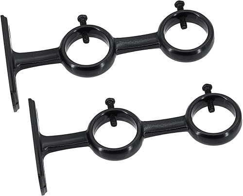 Miniatura 10 de AddGrace Paquete de 2 soportes de barra de cortina dobles para barra de 1 pulgada de aleación de aluminio montado en la pared (negro)