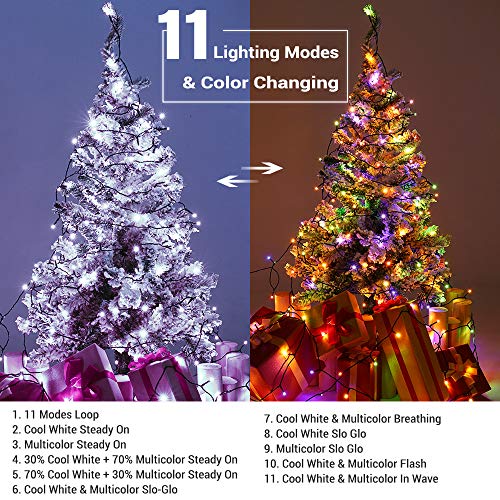 Christmas Lights String, 180Ft 500 Led Cool White & Multicolor Xmas Lights, 11 Modes Color Changing String Lights With Timer Remote, Plug In Dimmable Fairy Lights Waterproof For Party Home Decor #TOP1