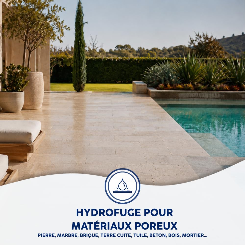 MATPRO - Imperméabilisant Matériau Poreux Sol, Mur, Façade - Hydrofuge Prêt à Emploi - Protection Toiture, Béton, Pierre, Marbre, Tuile, Bois - Incolore - 220L