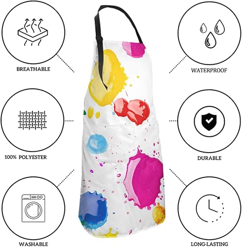 Miniatura 6 de Kawani Artist Art Painting Aprons for Woman with 2 Pockets Polyester Smocks Waterproof Pinafore 28x33 Inch