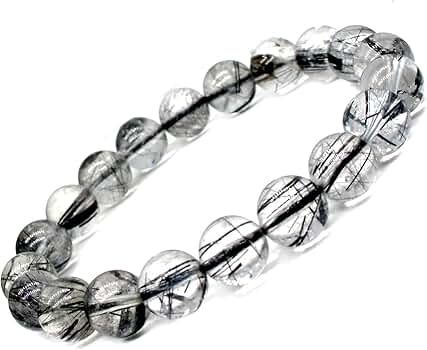 天然 ブラックルチルクォーツ ブレスレット 13mm 50g ブラックルチルクォーツ ブレスレット 13mm ブラックトルマリン