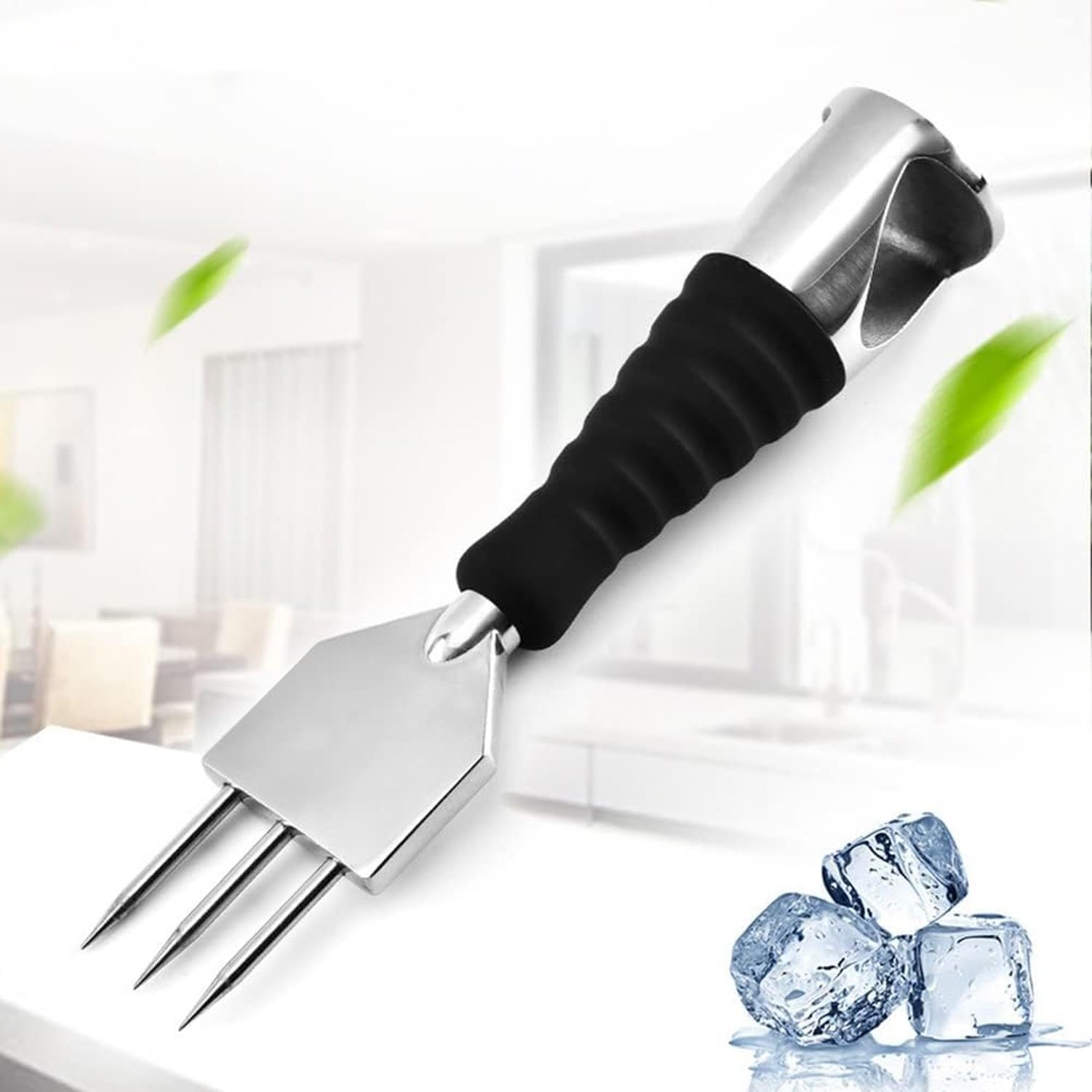 Ghiaccio Estrattore Piccozze in Acciaio Inox 304 con Impugnatura in Gomma, Scalpello Tritaghiaccio a Tre Punte Rimovibili, Stile Giapponese per Cucina, Bar, Bar, Stainless Steel