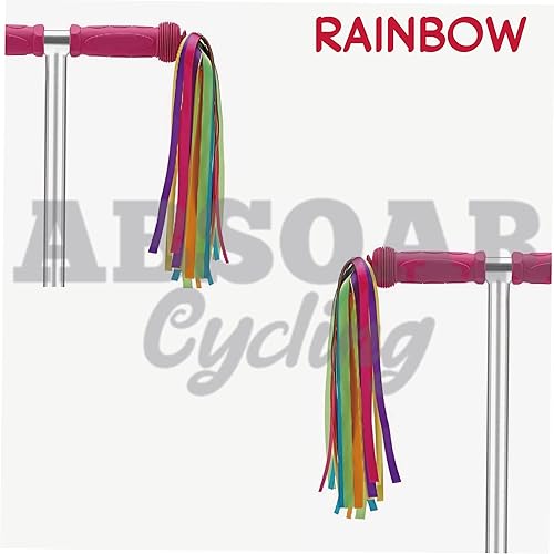Miniatura 2 de Coloridas serpentinas de bicicleta para niñas y niños, cinta de borla, manillar, scooter, serpentina, 2 pares, 18 bandas 2 arcoiris,2 caramelos