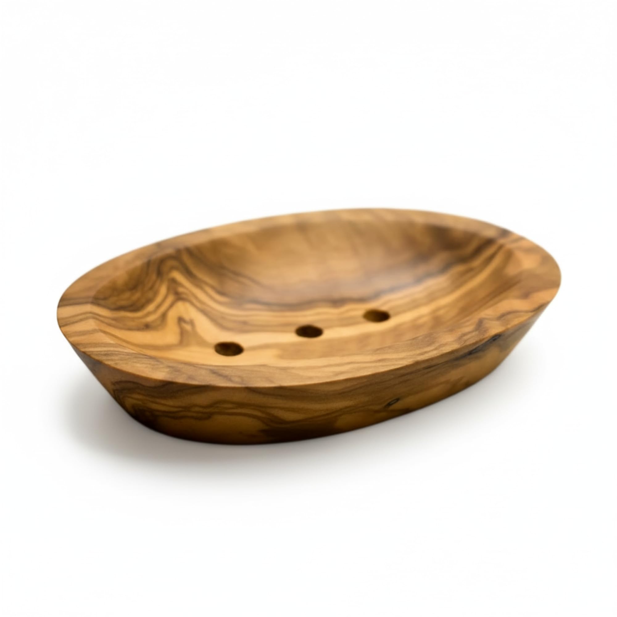 Stilux Olive Wood Soap Dish - Oval Soap Holder with Drain Holes, Hand Soap Holder Bathroom Accessories, Natural Wood Soap Dish