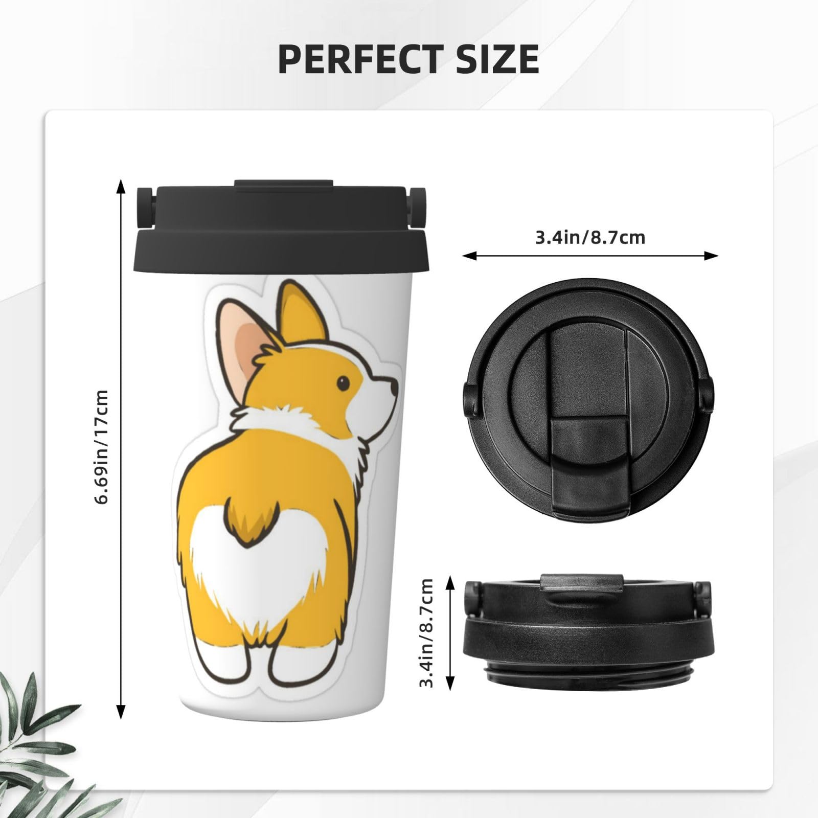Cute Corgi Butt Printed Carry Izolowany kubek do kawy Kubek samochodowy Przenośny kubek ze słomką samochodową